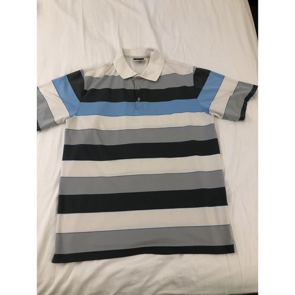 Nike Polo Shirt Mens Medium White Dri-fit Golf Standard Fit Collared Strip Polo - Picture 1 of 8